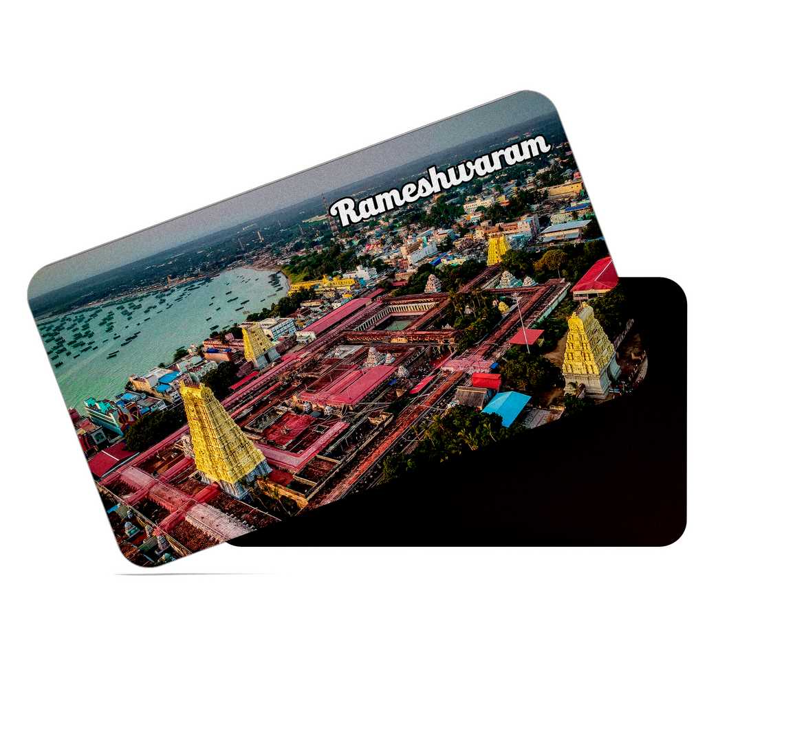 dhcrafts Multicolor Tamil Nadu Rameshwaram Design Rectangular Rubber Matte Finish Fridge Magnet / Magnetic Card Pack of 1 (8.6cm x 5.4cm)